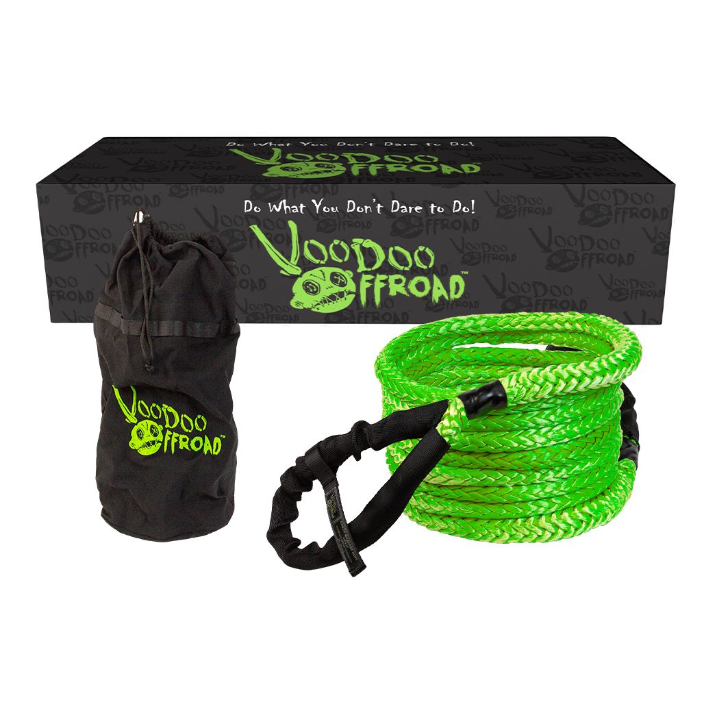 Voodoo Offroad 2.0 Santeria Series 3/4" x 30 ft Kinetic Recovery Rope with Rope Bag for Truck and Jeep - Green