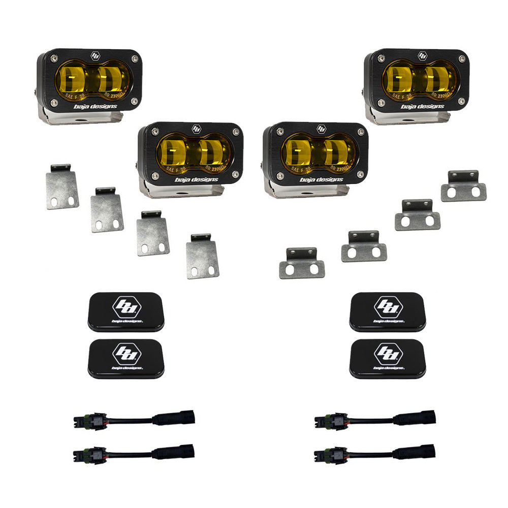 S2 SAE Amber Fog Pocket Kit Fits 21-On Ford Raptor Baja Designs