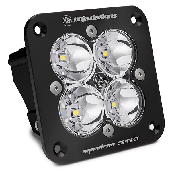 Flush Mount LED Light Pod Black Clear Lens Work/Scene Pattern Squadron Sport Baja Designs