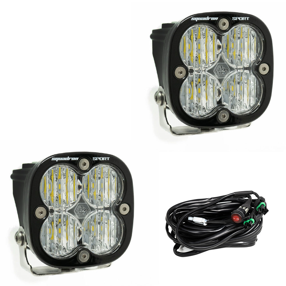 LED Light Pods Clear Lens Wide Cornering Pair Squadron Sport Baja Designs