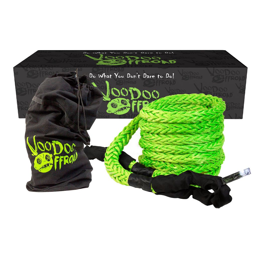 Voodoo Offroad 2.0 Santeria Series 1-1/4" x 30 ft Kinetic Recovery Rope with Rope Bag for Truck and Jeep - Green