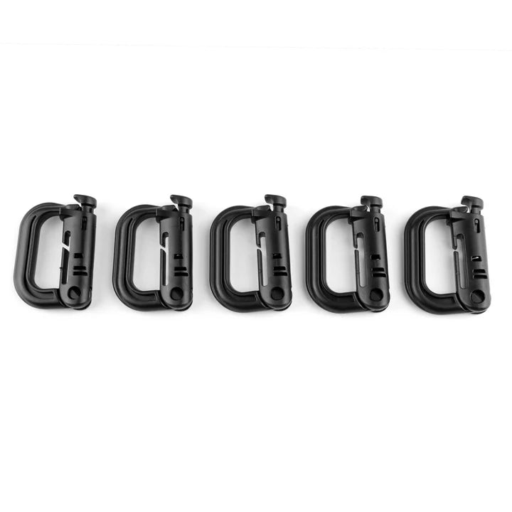 BUILTRIGHT CARABINER - BLACK | BUTTON LOCKING - 5PC KIT