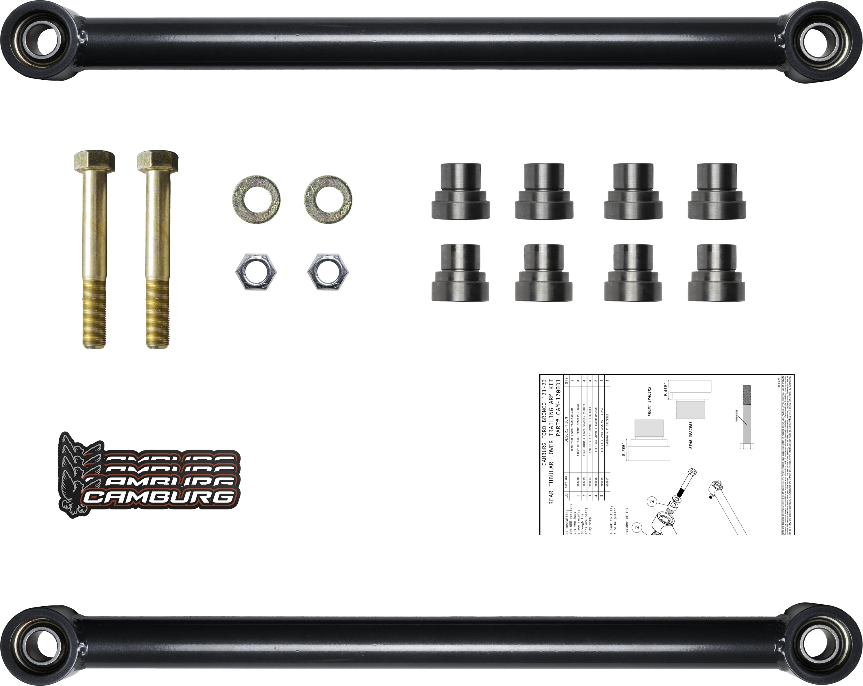 Camburg Rear Tube Lower Trailing Arm Kit for 2021+ Ford Bronco