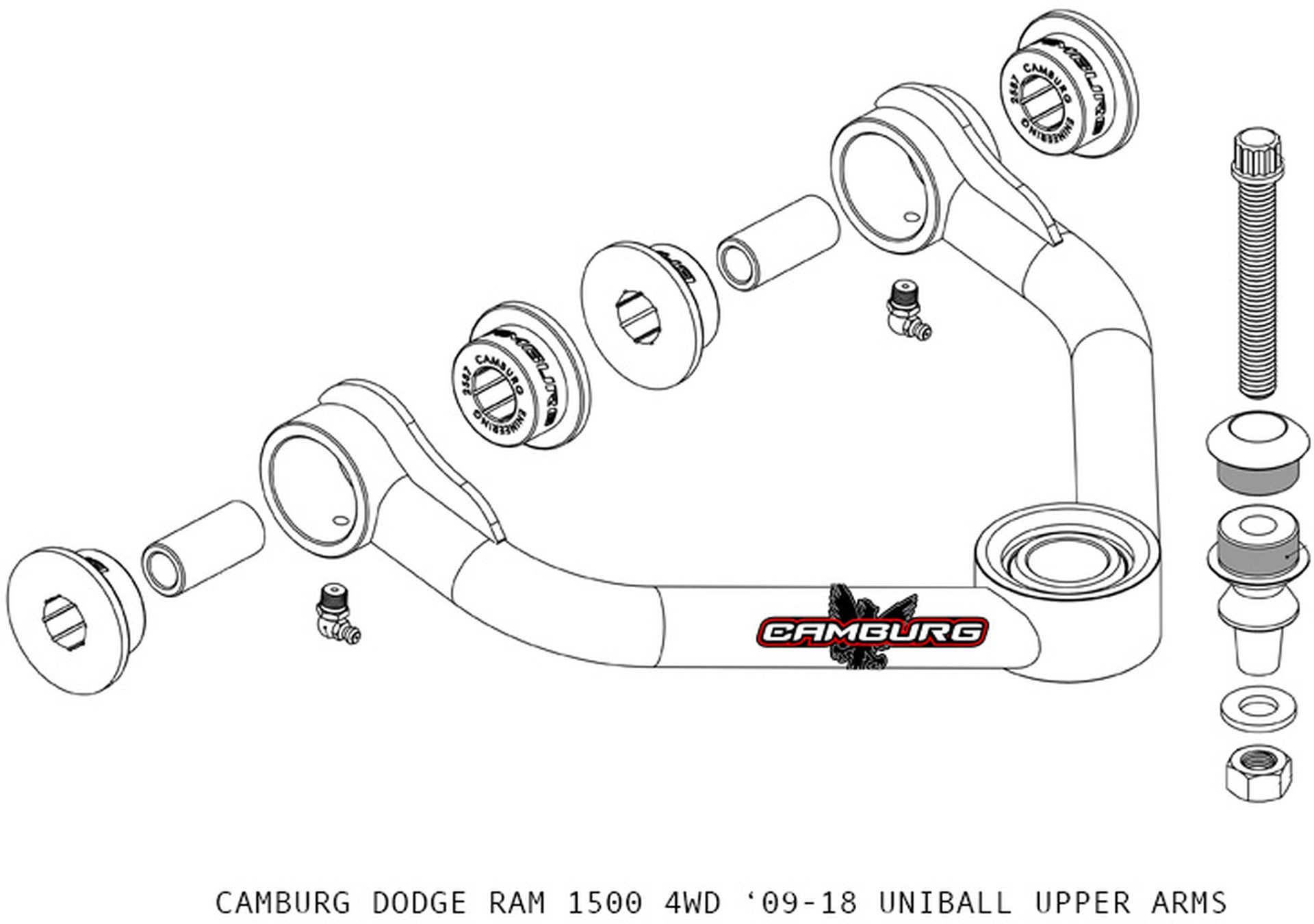 Camburg Engineering Tubular Uniball Control Arms for 2009-2021 RAM 1500