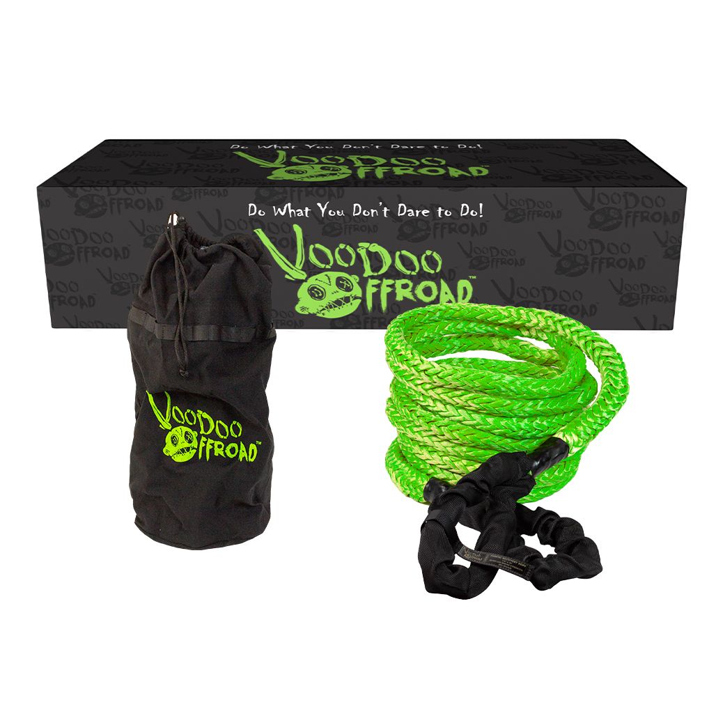 Voodoo Offroad 2.0 Santeria Series 7/8" x 30 ft Kinetic Recovery Rope with Rope Bag for Truck and Jeep - Green