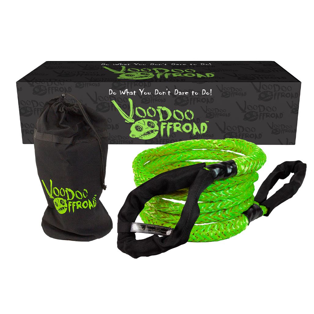 Voodoo Offroad 2.0 Santeria Series 7/8" x 20 ft Kinetic Recovery Rope with Rope Bag for Truck and Jeep - Green