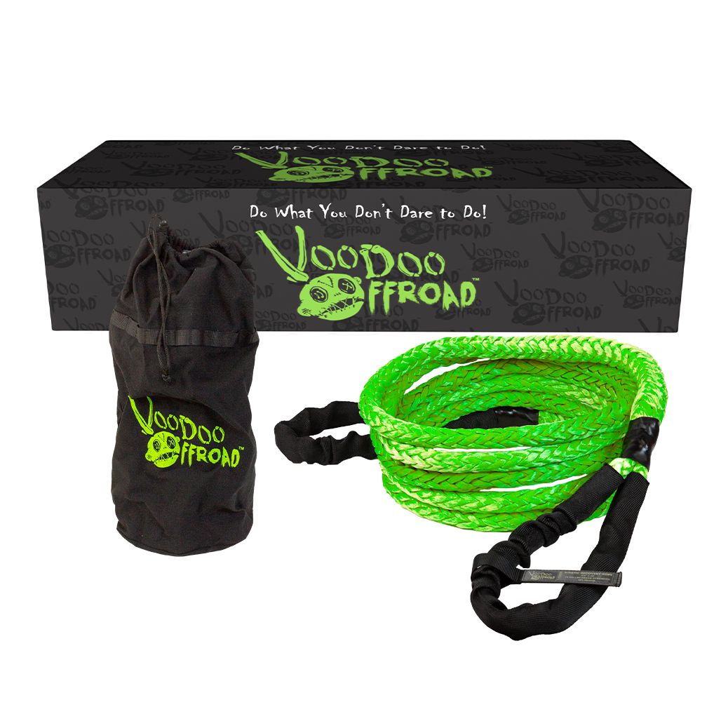 Voodoo Offroad 2.0 Santeria Series 3/4" x 20 ft Kinetic Recovery Rope with Rope Bag for Truck and Jeep - Green