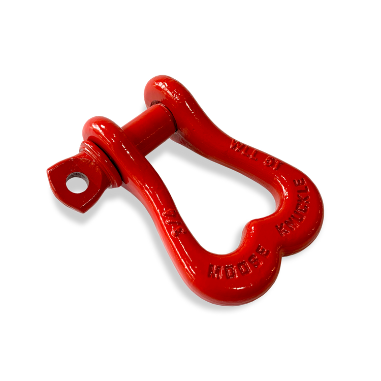 Moose Knuckle XL Flame Red Bow D-Ring 3/4" Shackle for Off-Road Closed Loop 4x4 and SxS Vehicle Recovery