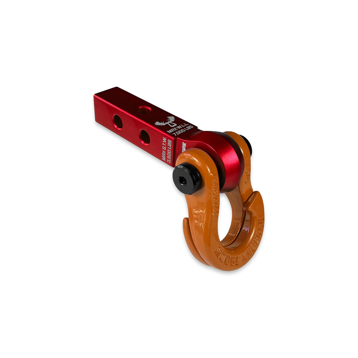 Jowl 5/8 Split Shackle & 1.25 Receiver (Red Rum and Obscene Orange) Left