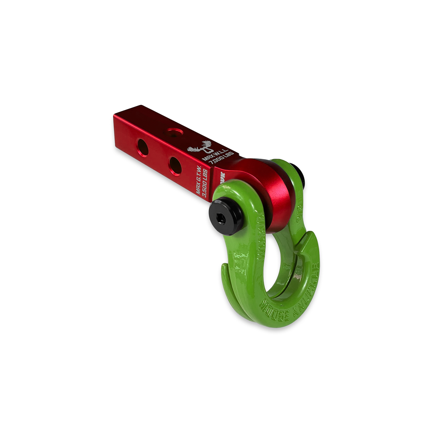 Jowl 5/8 Split Shackle & 1.25 Receiver (Red Rum and Sublime Green) Left